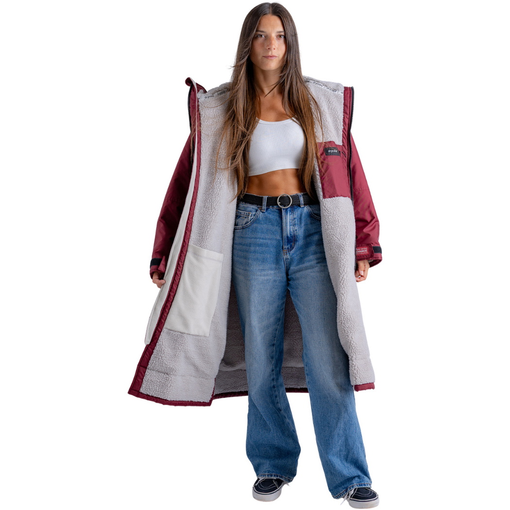 2025 Dryrobe Advance Long Sleeve Changing Robe V3 DALSV3 - Burgundy / Silver Grey